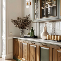 Meubles de cuisine modulaires en L de style américain, sur mesure pour toute la maison, en bois massif laqué, écologiques, garantie 5 ans