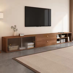 <span class=keywords><strong>Meuble</strong></span> <span class=keywords><strong>TV</strong></span> et table basse en bois massif de style rétro antique avec rangement, mobilier de salon moderne de style farmhouse - Product Image 6