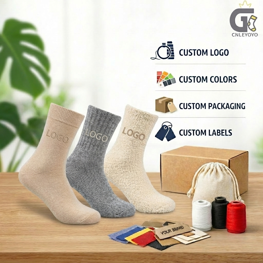 Custom Warm Cozy Thick Thermal Comfortable Skin Friendly Cashmere Socks Soft Wool Socks Custom Fuzzy Socks Fluffy for Winter