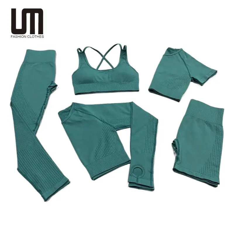 Liu Ming Hot Products 2024夏5ピース女性シームレスジム服フィットネスワークアウトヨガウェアレギンススポーツウェアスーツ