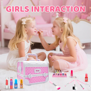 Kit de maquillage pour filles 56 pièces, jouet sûr et lavable, véritable jeu de maquillage, trousse de maquillage, princesse, habillage, beauté, jouets de mode pour enfants - Product Image 4