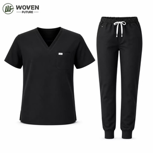 Shaoxing Woven Future <span class=keywords><strong>Tansen</strong></span> Jogger Scrub-Hosen Krankenhausuniform Unisex V-Ausschnitt Pflege-Set 4-Wege-Stretch-Strick Maßanfertigung OEM - Product Image 4