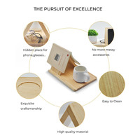 Support de livre et de tasse en bois massif personnalisé pour bureau, petit support de livre triangulaire avec porte-gobelet
