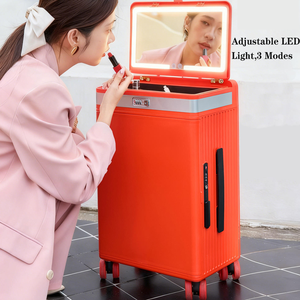 <span class=keywords><strong>Valise</strong></span> à ouverture frontale de nouvelle conception avec miroir de maquillage LED, <span class=keywords><strong>valise</strong></span> de cabine légère de 20 pouces, <span class=keywords><strong>valise</strong></span> de voyage, <span class=keywords><strong>valise</strong></span> à cosmétiques - Product Image 2