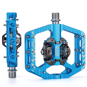 Pédales de vélo de montagne ultralégères antidérapantes à double verrouillage en alliage d'aluminium, plateforme plate scellée à 3 roulements pour VTT - Product Image 2