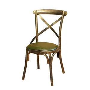 Chaise de Style industriel en cuir et métal, 6 pièces, ensemble chaise et Tables à dossier croisés pour Restaurant, vente en gros