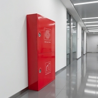 Armoire murale double compartiment pour extincteur, en acier rouge, double porte, pour enrouleur de tuyau d'incendie et équipement de lutte contre l'incendie