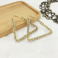 Pendientes de Aro Grandes Cuadrados de Lujo con Pedrería Completa, Pendientes de Aro Geométricos Modernos con Múltiples Triángulos, Joyería de Moda de Alta Gama