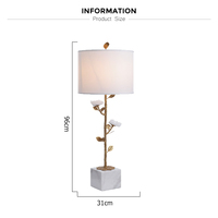 Lampe de Table en laiton, modèle créatif et Unique, avec Base en cristal blanc naturel, motif floral, Base en marbre, pour Buffet