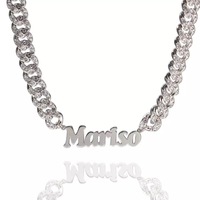 Colliers avec plaque de nom en acier inoxydable, chaîne cubaine en CZ de 9 mm, plaques de nom personnalisées, bijoux de rappeur