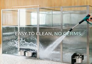 Gabbia per animali personalizzabile a 6 porte, espositore in acciaio inossidabile antiruggine per cliniche veterinarie e negozi di animali - Product Image 3