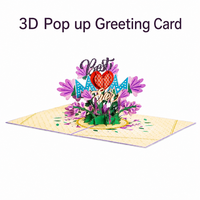 Joyeuse fête des mères, carte pop-up 3D, meilleure maman de tous les temps, bouquet de fleurs violettes, carte de vœux en stock