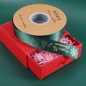 <span class=keywords><strong>Cinta</strong></span> de decoración navideña de 2,5 cm y 1 pulgada, logotipo personalizado, lámina dorada, embalaje de regalo impreso, <span class=keywords><strong>tela</strong></span> con cable, Navidad - Product Image 6