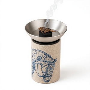 Mejor quemador de incienso Bakhoor de acero inoxidable, MDF y esmalte impreso, para fragancia de oud. - Product Image 1