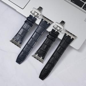 Boucle pliante en cuir à motif de bambou <span class=keywords><strong>AP</strong></span> pour bracelet de montre Apple pour IWatch SE 6 7 8 9 10 11 42 46 49mm Style mature et stable - Product Image 6