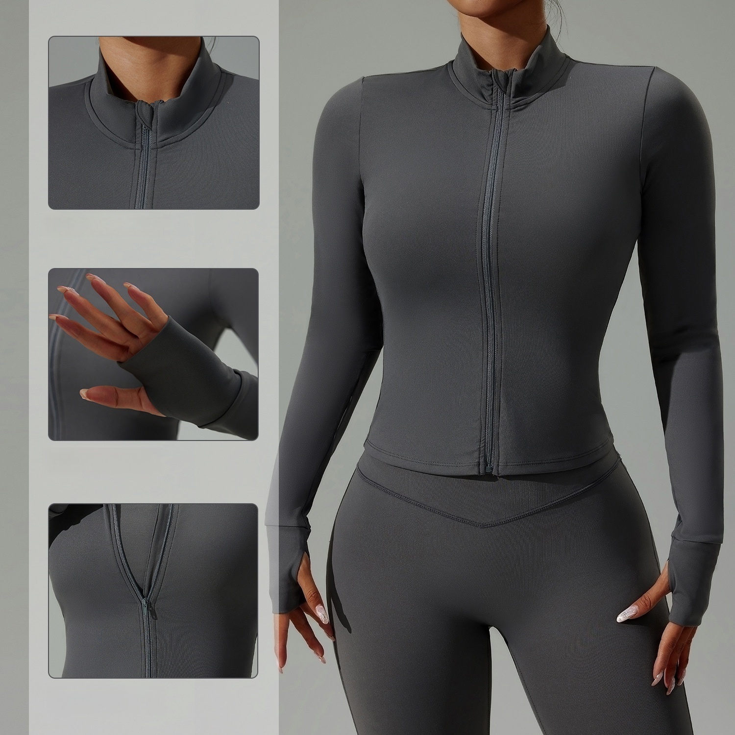 YNSEA OEM Zipper Skinny Long Sleeve Yoga Suit Women Running Fitness Jacket Sweater Breathable Sports Gym Top Lulu Jacket