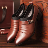 Übergrößen Trend Herren Lederschuhe Plissiertes Obermaterial Spitze Zehe Niedriger Blockabsatz Formelle Business-Hochzeitsschuhe OEM ODM Großhandel