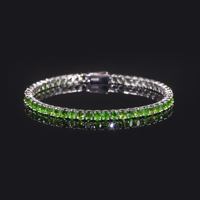 Abiding Jewelry Chaîne de tennis multi-formes personnalisée sans ternissure Argent Naturel Ovale 3x4mm Chrome Diopside Bracelet de tennis pour femme