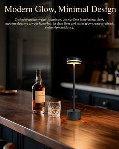 Lampe de table LED à commande tactile en aluminium, rechargeable par USB, 3 couleurs, luminosité réglable, lumière sans fil - Product Image 5