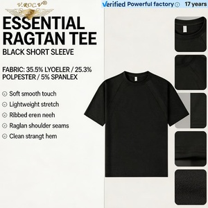 <span class=keywords><strong>T</strong></span>-Shirt da Uomo a Maniche Corte Raglan in Misto Lyocell, Poliestere e Spandex, Collo Tondo, Morbida ed Elastica, Casual e Basic per il Lavoro - Product Image 2