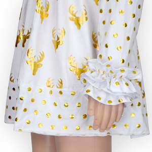 Robe pour bébé fille à manches longues, motifs d'hiver à volants, personnalisation par impression numérique, vêtements d'automne pour fillette - Product Image 5