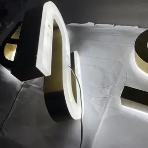 Halo illuminin Signs 3d surat tanda pemasok Custom kembali menyala logam tanda rincian bagaimana untuk membuat papan tanda Backlit