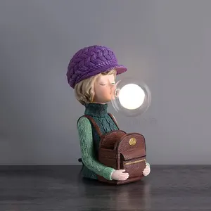 कला राल टेबल लैंप प्रकाश नॉर्डिक लक्जरी मानव मूर्ति मूर्तिकला सजावट डेस्क दीपक टोपी लड़की सजावट मूर्ति प्रकाश