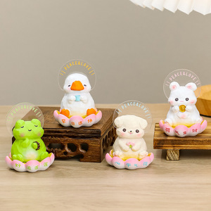 Figurine de grenouille et de chien en résine porte-bonheur, décoration de bureau, cadeau Feng Shui éclairé pour filles, cadeau d'anniversaire, fournitures de bureau - Product Image 2