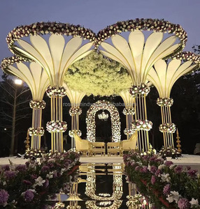 Ngoài Trời Kim Loại Cây Cọ Mandap Khổng Lồ Cao Trụ Cột Backdrop Đứng Cho Đám Cưới Trang Trí Lớn Trumpet Kim Loại Backdrop - Product Image 1