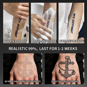 Croce nautica e ancora tatuaggio temporaneo Semi permanente tatuaggio impermeabile per 2 settimane realistico tatuaggio a base di erbe per il corpo del braccio - Product Image 5