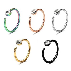 Anneau de nez en acier inoxydable en forme de C avec sertissage de strass pour un usage quotidien - Product Image 1