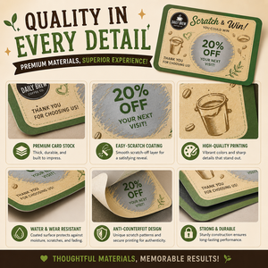 Cartes à gratter promotionnelles pour café, design gratuit, cartes de réduction, idéales pour attirer les clients et ajouter des surprises - Product Image 4