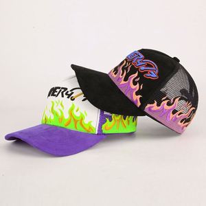 หมวกแก๊ปเบสบอลทรงโค้งปักโลโก้ตามแบบที่โรงงานออกแบบ หมวกตาข่ายแฟชั่น หมวกทรัคเกอร์ 5 ชิ้น ผ้าหนังกลับ - Product Image 2