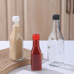 Phong Cách Mới Rõ Ràng Vuông Chai Thủy Tinh 3Oz 5Oz 8Oz 100Ml <span class=keywords><strong>150Ml</strong></span> 250Ml Woozy Chili Salad Ketchup Hot Sauce Rỗng Với <span class=keywords><strong>Cap</strong></span> - Product Image 6