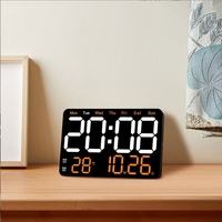 Jam Digital dekorasi rumah kantor, layar LED cermin kecerahan dapat disesuaikan Timer Alarm LED Jam dinding Digital
