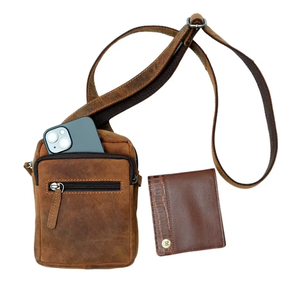 Bolso Bandolera de Cuero Genuino Vintage para Hombre, Maletín de Negocios, Bolso Cruzado de Viaje, Elegante Bolso Mensajero de Oficina con Cartera - Product Image 1