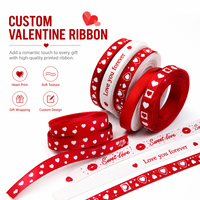 Support personnalisé pour la Saint-Valentin imprimé en forme de cœur, en satin de soie pour la Saint-Valentin, ruban à deux côtés pour emballage cadeau à fleurs