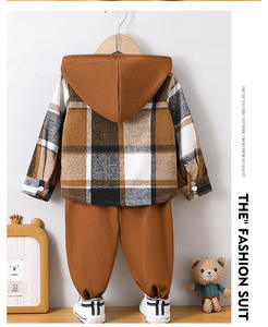 Осенне-зимнее хлопковое пальто в клетку с капюшоном для мальчиков - Product Image 2