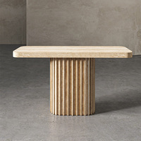 Console en marbre massif Dream Home avec base cylindrique rainurée, console de hall en pierre unique pour décoration résidentielle haut de gamme