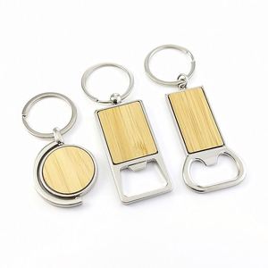 Porte-clés décapsuleurs rotatifs créatifs en bambou, vierges, en bois, pour gravure et artisanat DIY - Product Image 1
