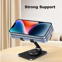 Support de téléphone portable flexible et pliable en métal pour bureau, base rotative à 360°, hauteur réglable, logo personnalisé, idéal pour le direct