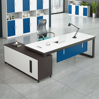 Ensemble de bureau de direction ergonomique moderne et modulaire avec plateau en MDF en forme de L, table de bureau durable pour PDG, idéal pour les immeubles de bureaux