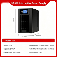 Onduleur 1kVA 800W avec écran LCD, onde sinusoïdale simulée, protection contre les surtensions, alimentation de secours pour la surveillance informatique domestique