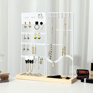 Présentoir à bijoux en bois de fer détachable plateau de rangement suspendu pour boucles d'oreilles colliers accessoires Design moderne - Product Image 2