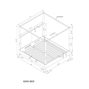 Modern King Oak Four Post Soft <b>Bed</b> with Adjustable <b>Convertible</b> Features - Product Image 3