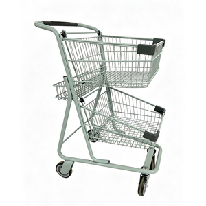 HT-BT11 <strong>shopping</strong> cart <strong>trolly</strong> with double metal basket double layer trolley - Product Image 1