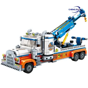 Building blocks urban series of road rescue vehicles hanging the unit assembly model boy assembled and inserted toys