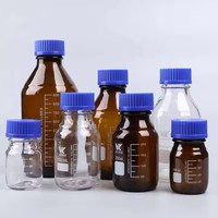 Vente en gros de bouteilles de stockage en verre borosilicate GL45 / GL32 de 250 ml et 500 ml, transparentes et ambrées, avec bouchon à vis en PP