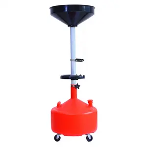 8 Gallon Industrial Fluid Drain Tank Portable Waste Oil Drain With Wheels and Adjustable Funnel