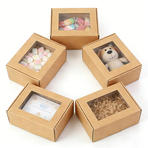 Boîtes en carton ondulé carrées avec fenêtre pliante personnalisée, boîtes d'emballage cadeau en kraft - Product Image 3